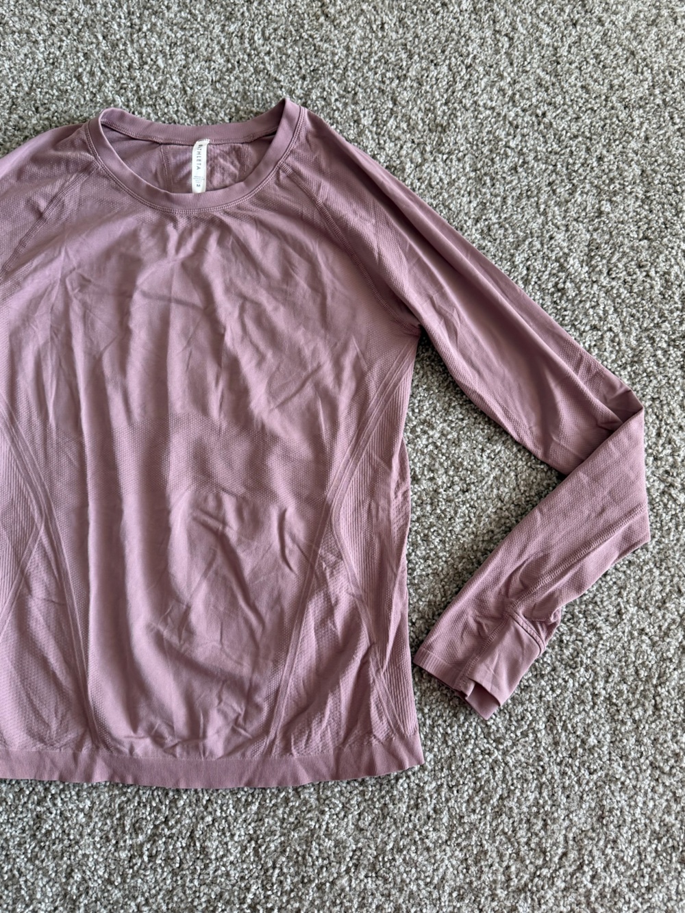 Athleta Lightweight Long Sleeve Workout Crewneck - Dusty Rose
